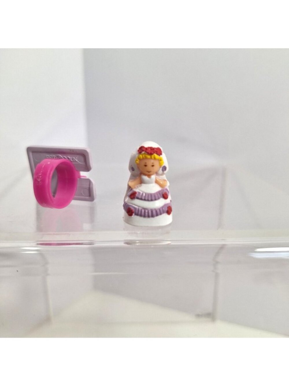 Polly Pocket Plays A Bride Ring Figurine Pink Purple White 1990s 6173 Vintage - Picture 10 of 13